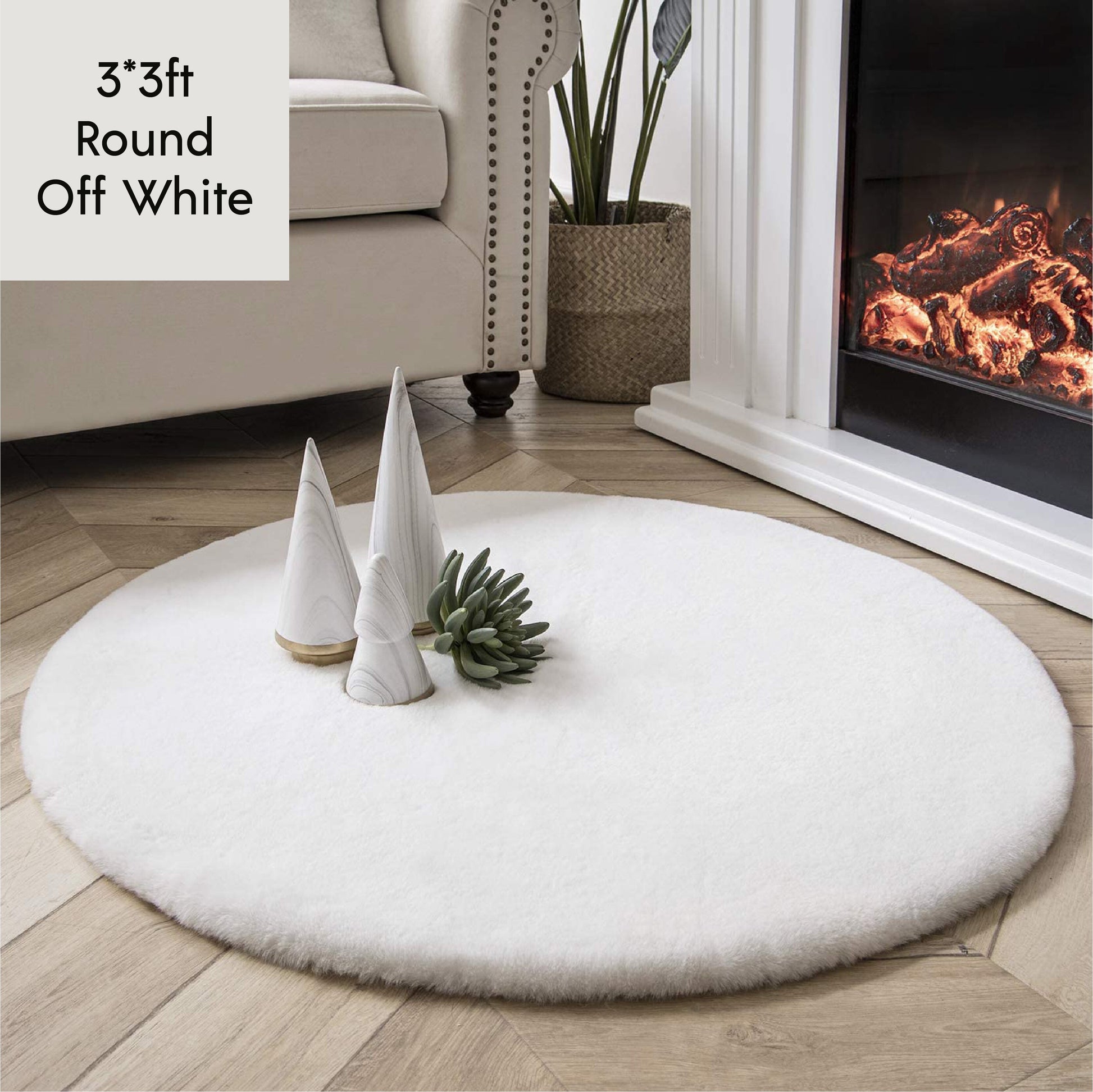 Ashler HOME DECO Soft Faux Rabbit Fur Round Shaped Sheepskin Fur Chair Couch Cover Area Rug Bedroom Floor Sofa Living Room - Provence Home Living Store