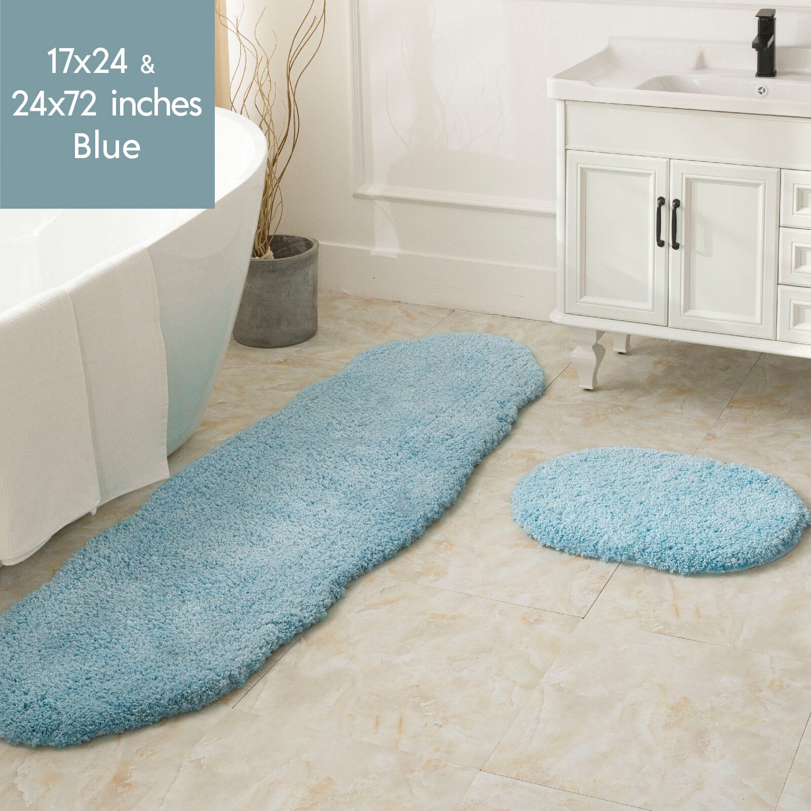 Ashler Bathroom Rug Non Slip Microfiber Bath Area Rugs, 2 Sets Water Absorbing Mat Ultra Soft Shower Rugs, Plush Runner Machine - Provence Home Living Store