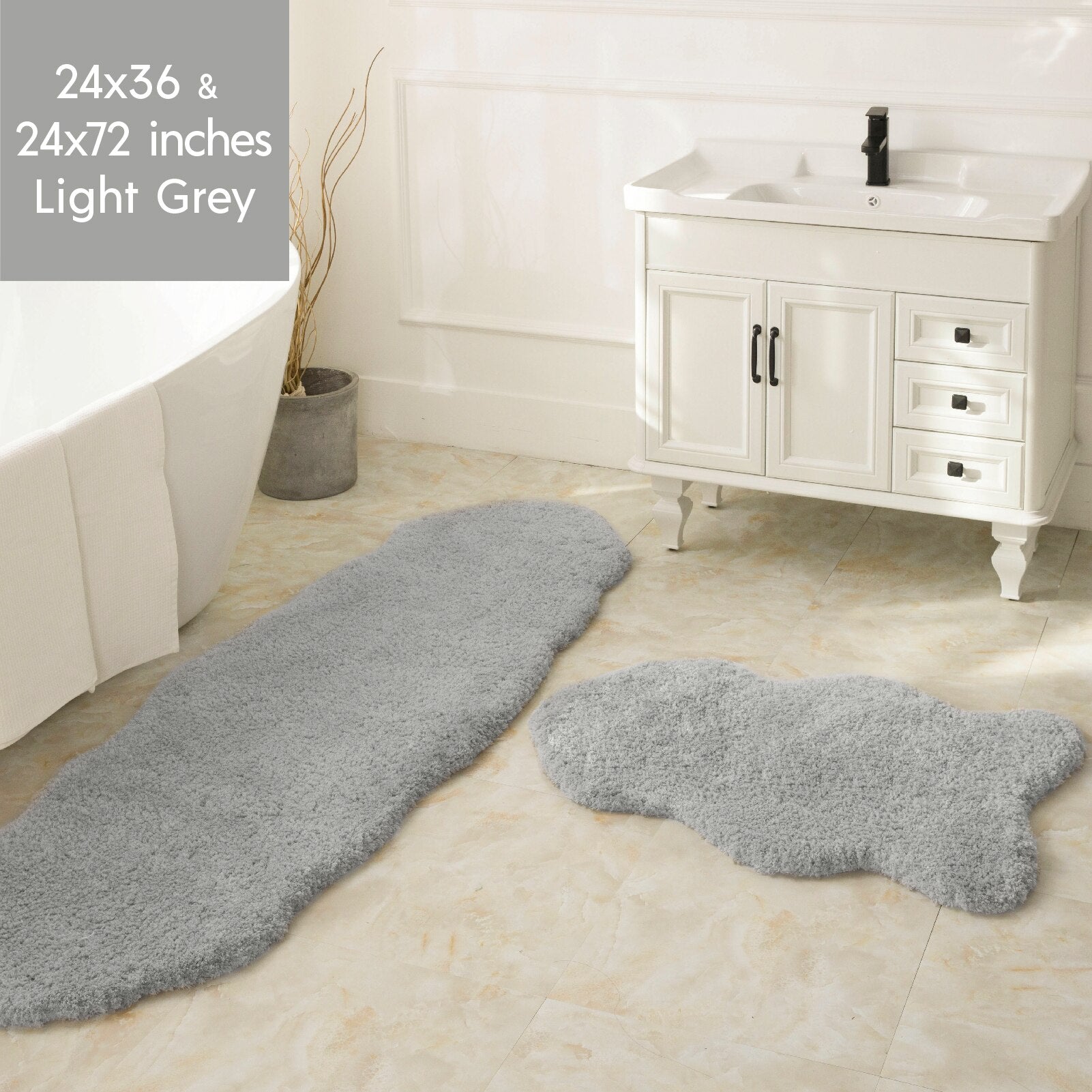 Ashler Bathroom Rug Non Slip Microfiber Bath Area Rugs, 2 Sets Water Absorbing Mat Ultra Soft Shower Rugs, Plush Runner Machine - Provence Home Living Store