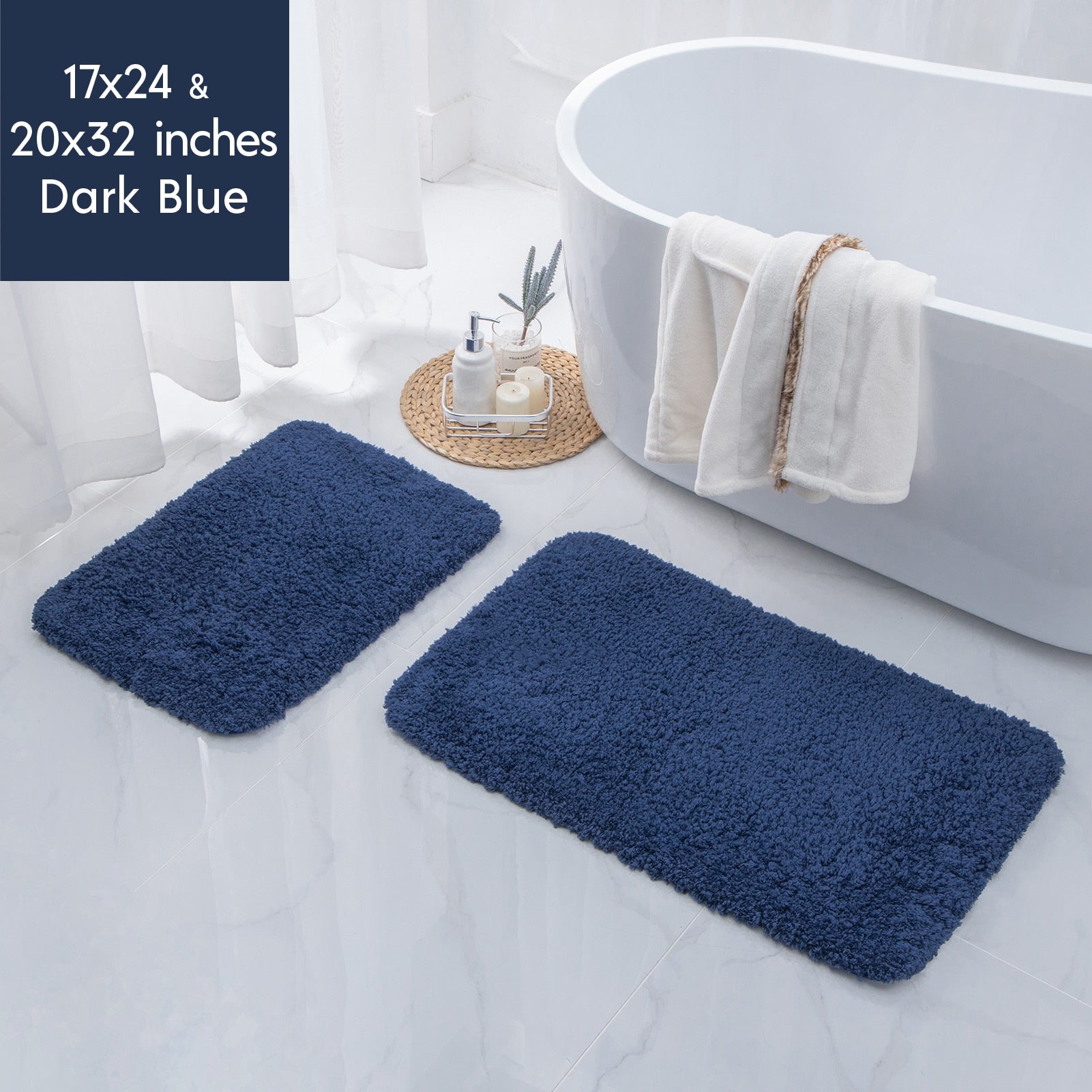 Ashler Bathroom Rug Non Slip Microfiber Bath Area Rugs, 2 Sets Water Absorbing Mat Ultra Soft Shower Rugs, Plush Runner Machine - Provence Home Living Store