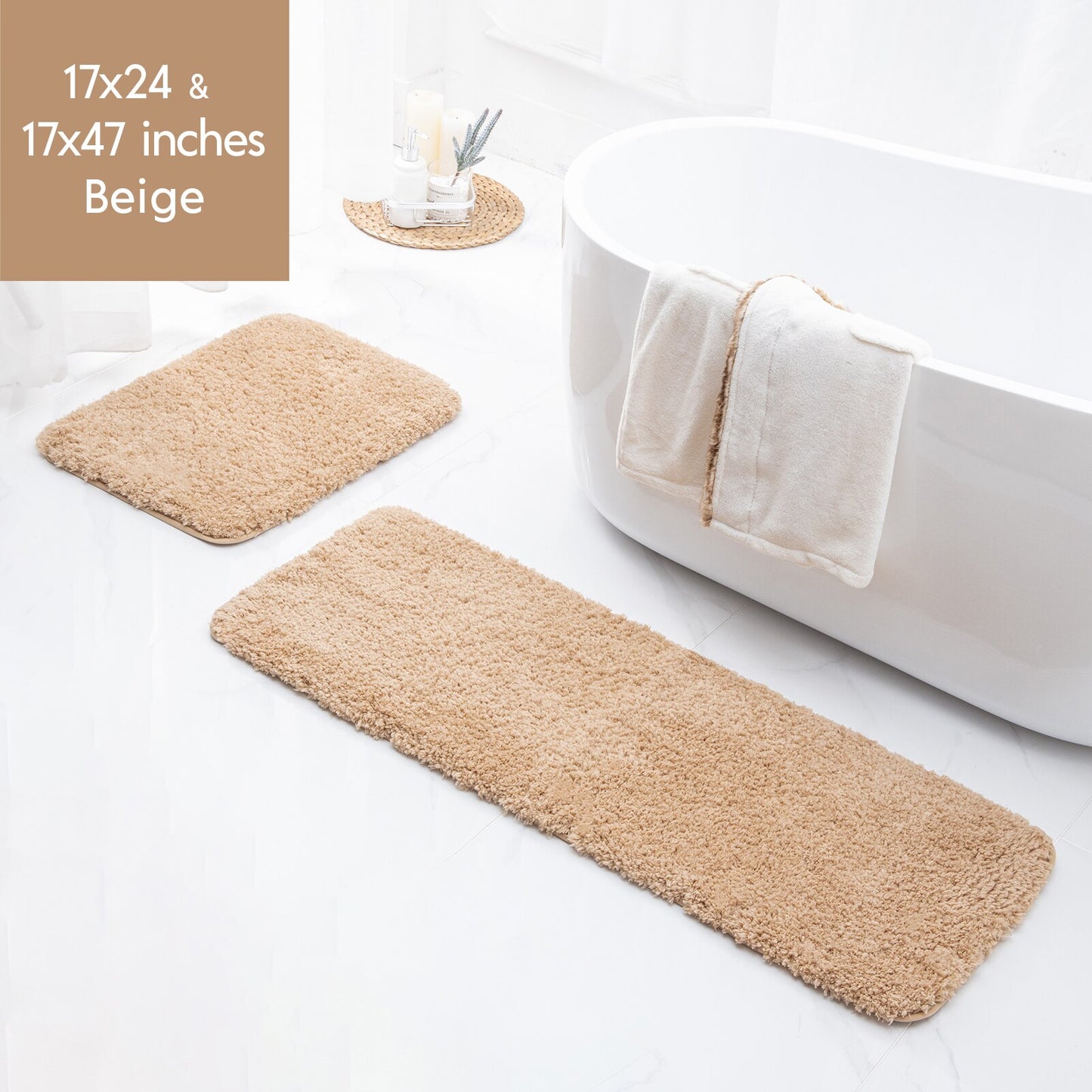 Ashler Bathroom Rug Non Slip Microfiber Bath Area Rugs, 2 Sets Water Absorbing Mat Ultra Soft Shower Rugs, Plush Runner Machine - Provence Home Living Store