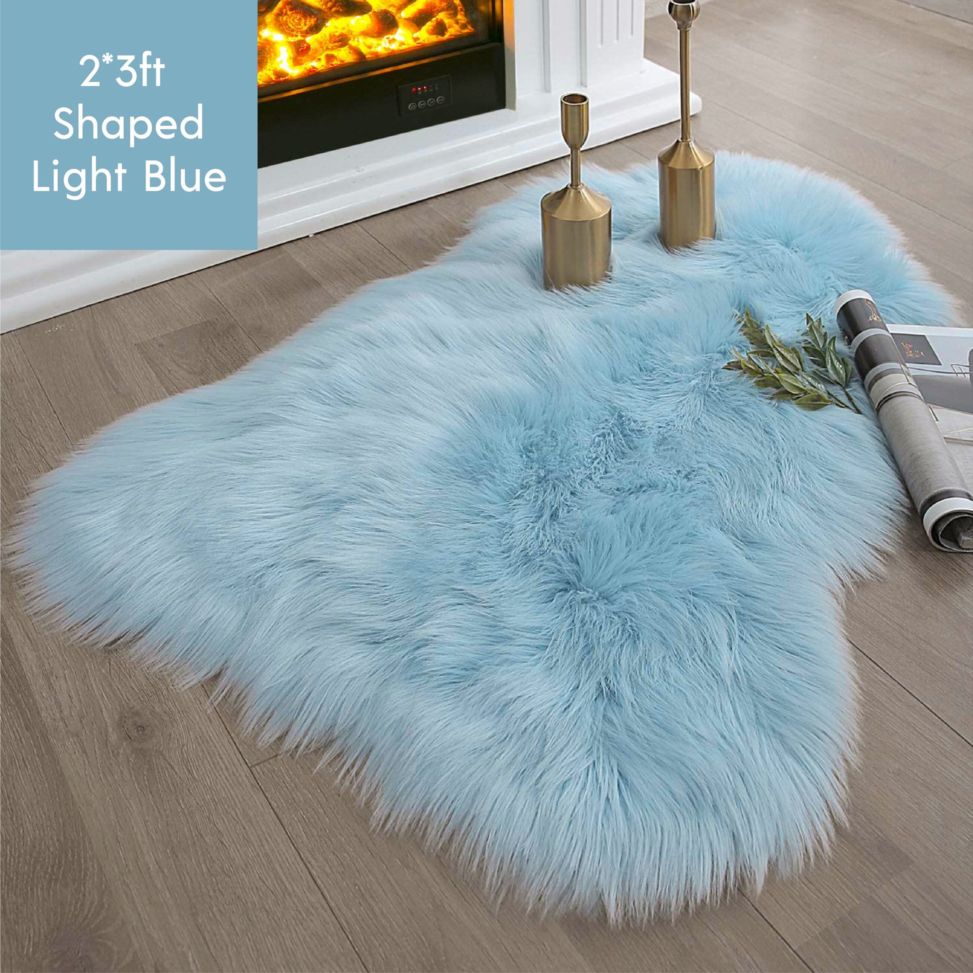 Ashler HOME DECO Ultra Soft Shaped Faux Sheepskin Fur Rug White Fluffy Area Rug Shag Rug Carpets for Bedroom Living Room - Provence Home Living Store