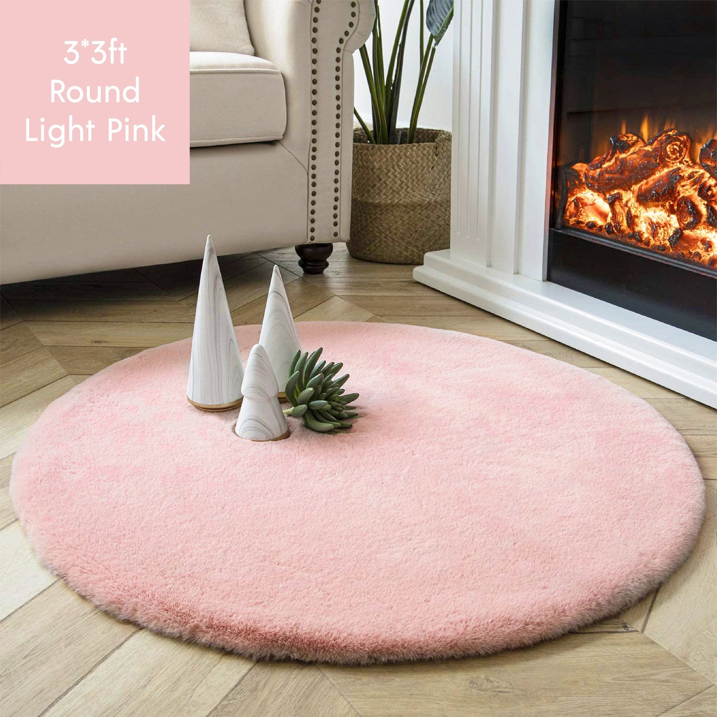 Ashler HOME DECO Soft Faux Rabbit Fur Round Shaped Sheepskin Fur Chair Couch Cover Area Rug Bedroom Floor Sofa Living Room - Provence Home Living Store