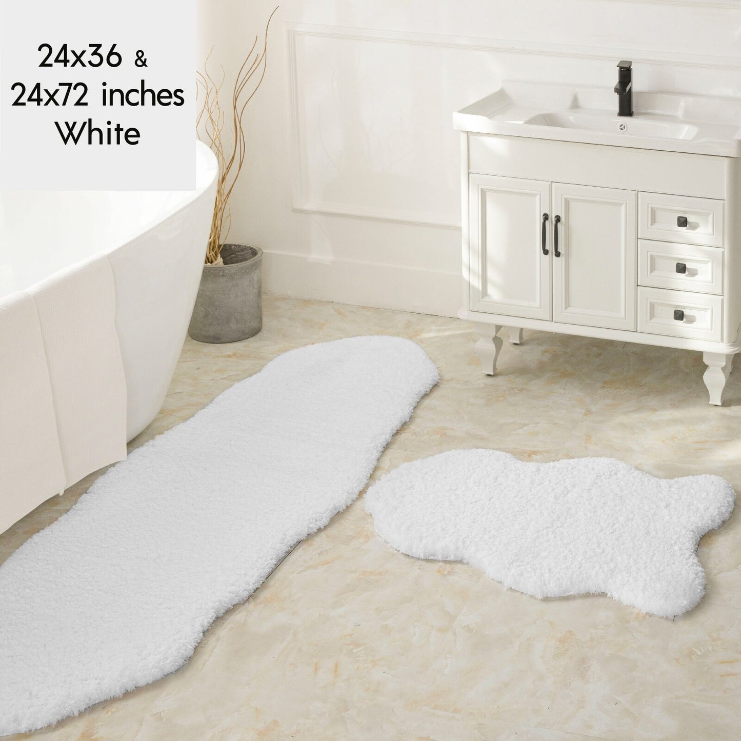 Ashler Bathroom Rug Non Slip Microfiber Bath Area Rugs, 2 Sets Water Absorbing Mat Ultra Soft Shower Rugs, Plush Runner Machine - Provence Home Living Store