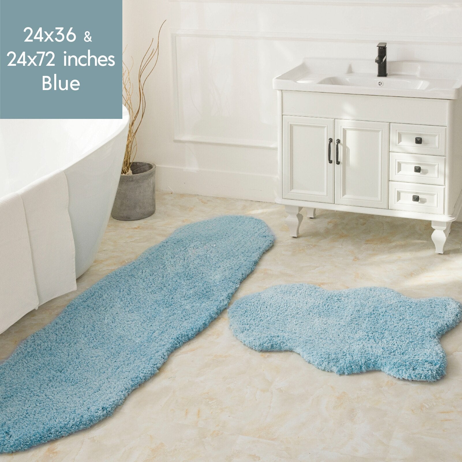 Ashler Bathroom Rug Non Slip Microfiber Bath Area Rugs, 2 Sets Water Absorbing Mat Ultra Soft Shower Rugs, Plush Runner Machine - Provence Home Living Store