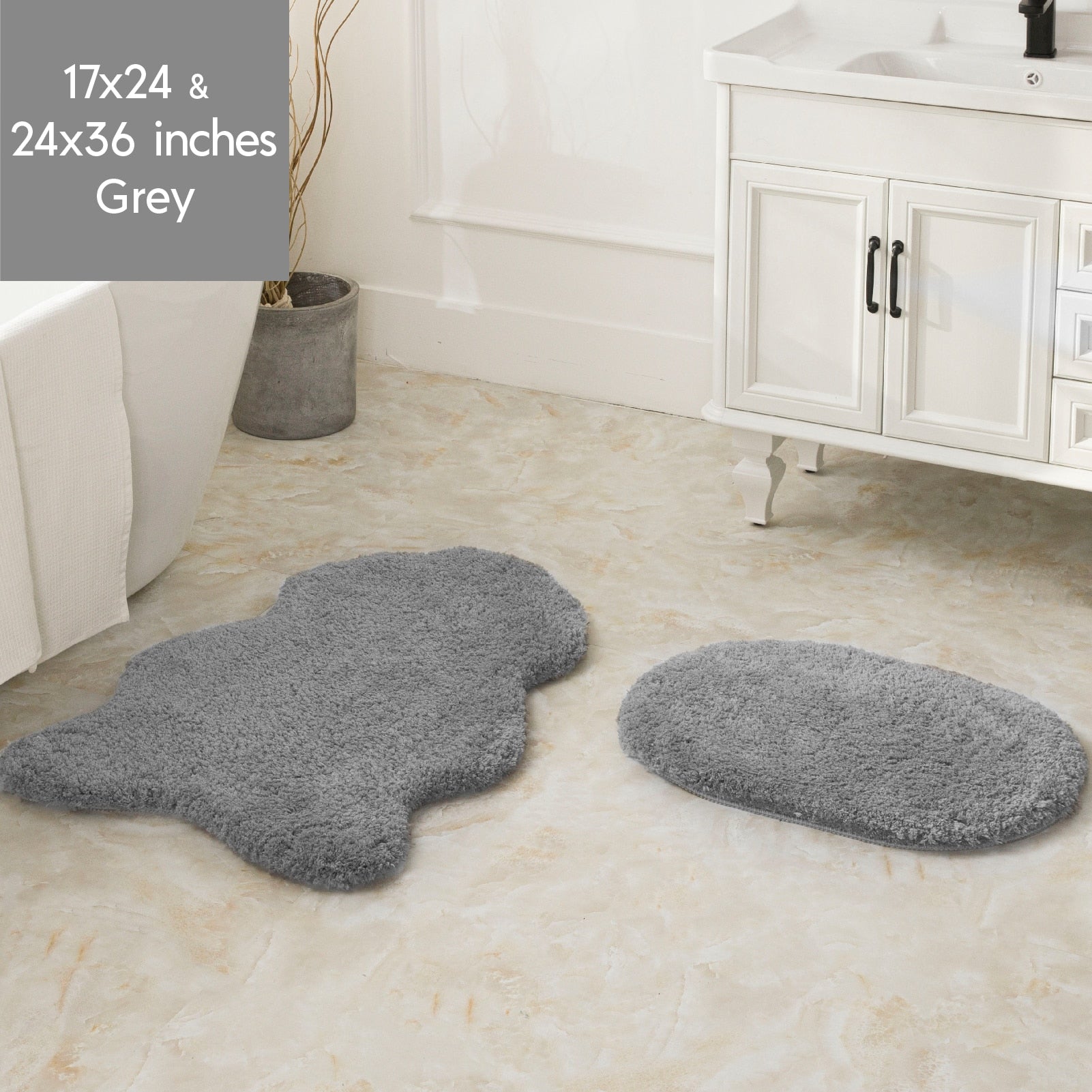 Ashler Bathroom Rug Non Slip Microfiber Bath Area Rugs, 2 Sets Water Absorbing Mat Ultra Soft Shower Rugs, Plush Runner Machine - Provence Home Living Store