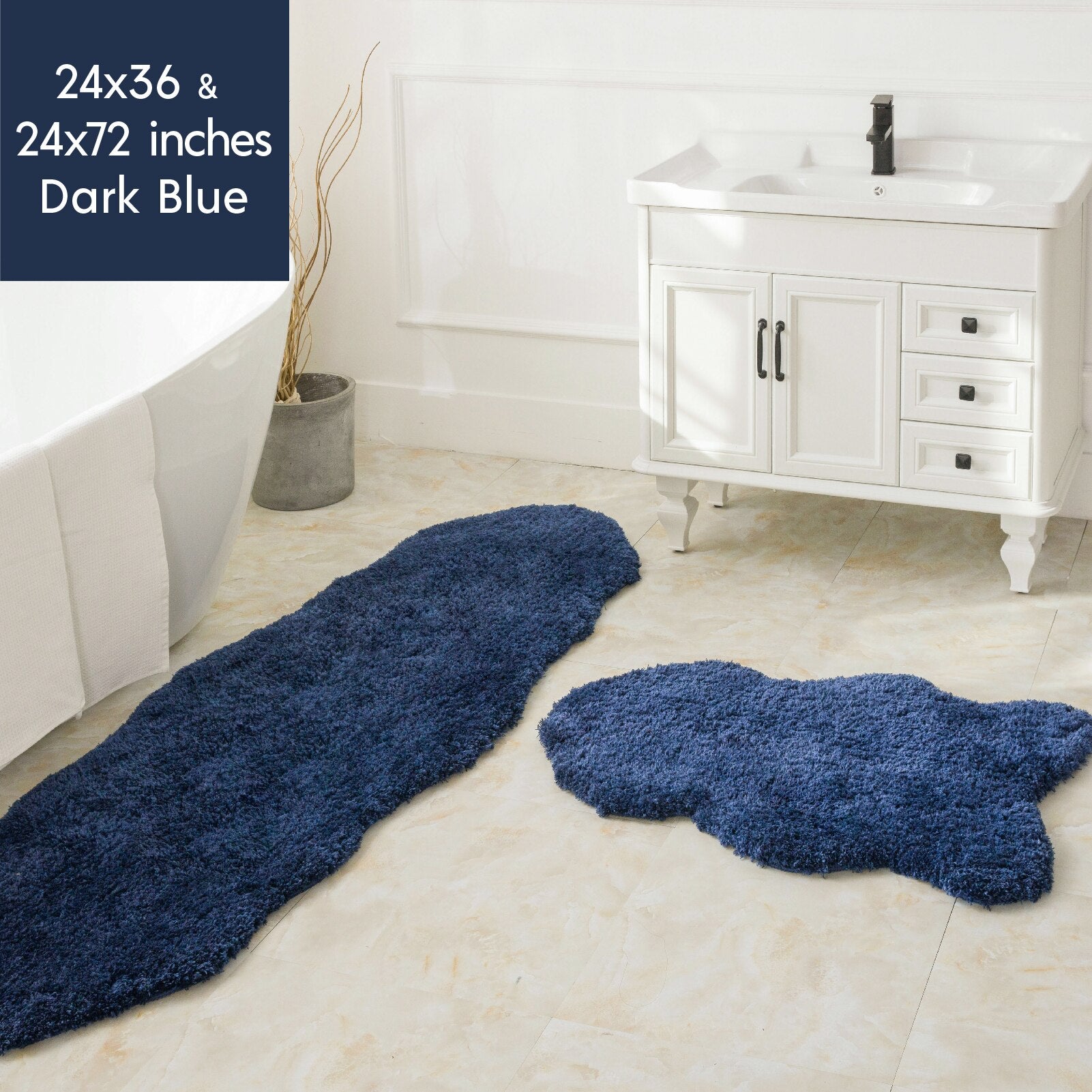 Ashler Bathroom Rug Non Slip Microfiber Bath Area Rugs, 2 Sets Water Absorbing Mat Ultra Soft Shower Rugs, Plush Runner Machine - Provence Home Living Store