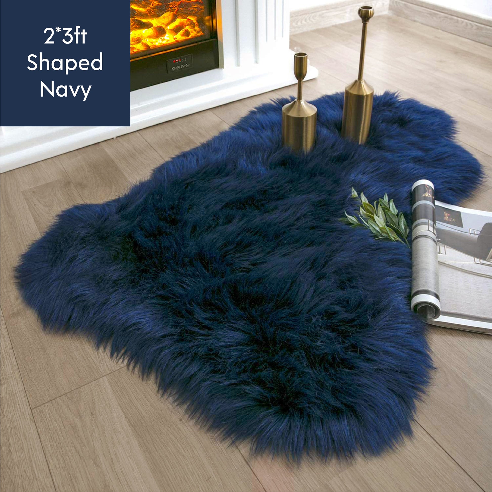 Ashler HOME DECO Ultra Soft Shaped Faux Sheepskin Fur Rug White Fluffy Area Rug Shag Rug Carpets for Bedroom Living Room - Provence Home Living Store