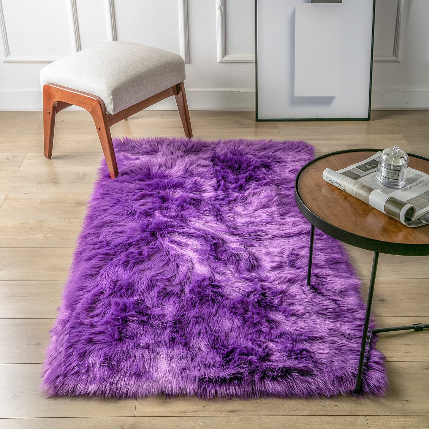 Ashler HOME DECO Ultra Soft Large Rectangle Faux Sheepskin Fur Rug White Fluffy Area Shag Rug Carpets for Bedroom Living Room - Provence Home Living Store