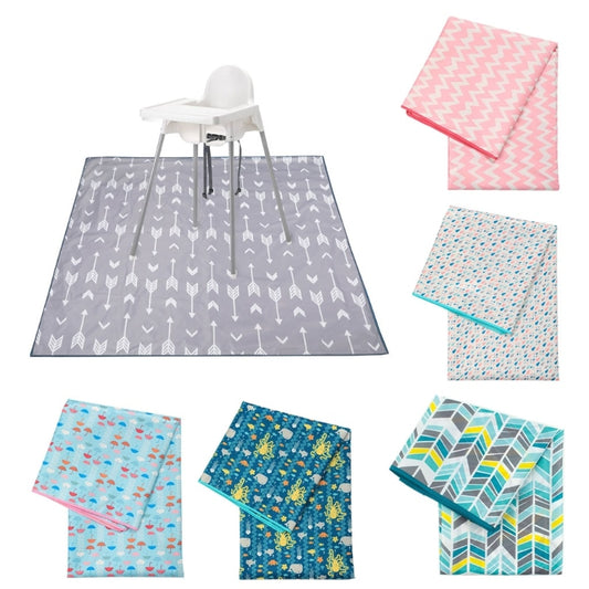 Splash Mat for Under High Chair/Arts/Crafts Washable Weaning Mat Waterproof Anti-Slip Kids Play Mat Game Mat Floor Protector - Provence Home Living Store