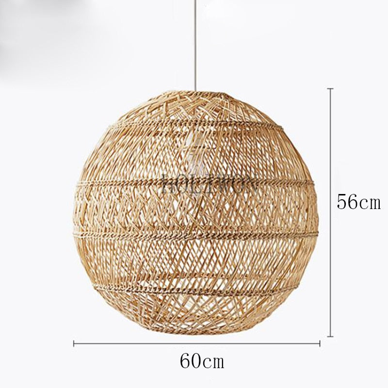 Natural Rattan Lamp Pendant light New Chinese Style Hand-woven Pendant Light for Living Room Hanging Luminaire Dining Room light - Provence Home Living Store