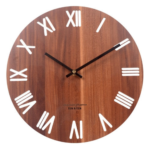 Wooden 3D Wall Clock Modern Design Nordic Brief Living Room Decoration Kitchen Clock Art Hollow Wall Watch Home Decor 12 inch - Provence Home Living Store