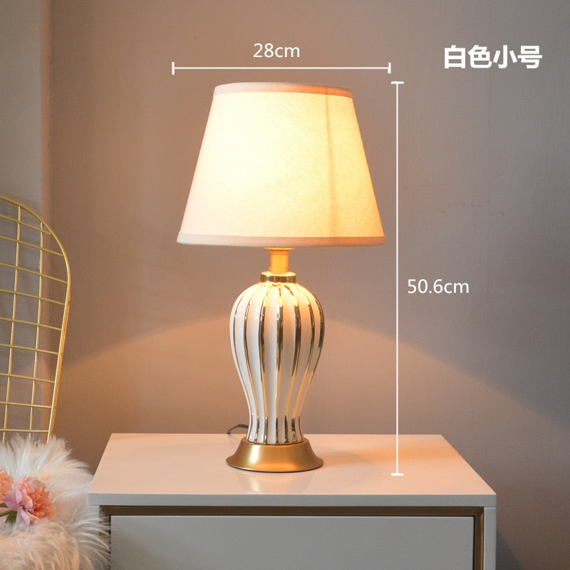 Light Luxury Post Modern American Style Ceramic Table Lamp for Bedroom Bedside Lamp European Style Living Room Lamps - Provence Home Living Store