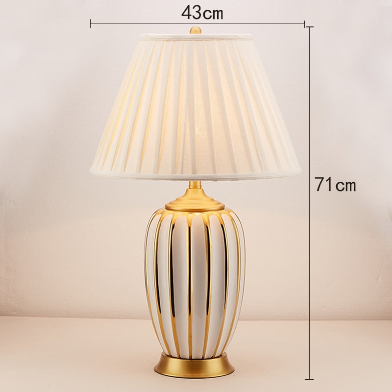 Light Luxury Post Modern American Style Ceramic Table Lamp for Bedroom Bedside Lamp European Style Living Room Lamps - Provence Home Living Store