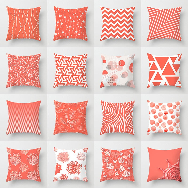 1pcs Coral Orange Cushion Cover Starfish Geometric Decorative Pillow Case Polyester Office Car Sofa Throw Pillowcases Home Decor - Provence Home Living Store