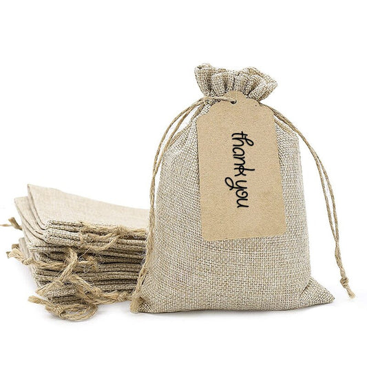 Brown Burlap Gift Bags,Favor Jewelry Pouches with Drawstring for Christmas,Wedding Party and DIY Craft Packing with Tags - Provence Home Living Store