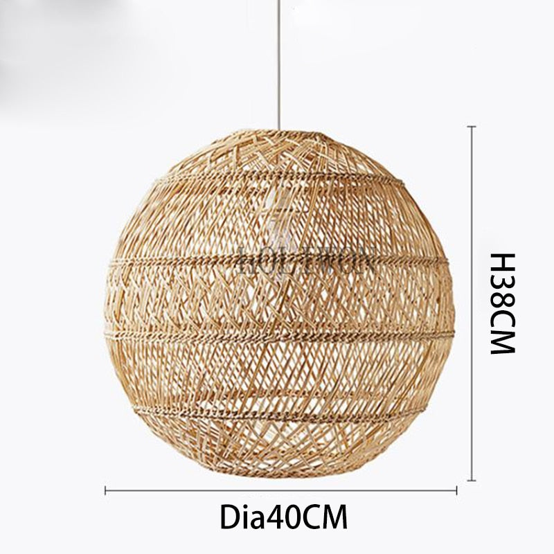 Natural Rattan Lamp Pendant light New Chinese Style Hand-woven Pendant Light for Living Room Hanging Luminaire Dining Room light - Provence Home Living Store