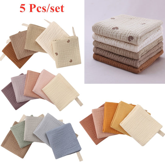 5 Pcs/set Soft Cotton Baby Face Towel Bath Towel Absorbent Gauze Newborn Burp Cloths Kids Washcloth Handkerchief Feeding Towel - Provence Home Living Store