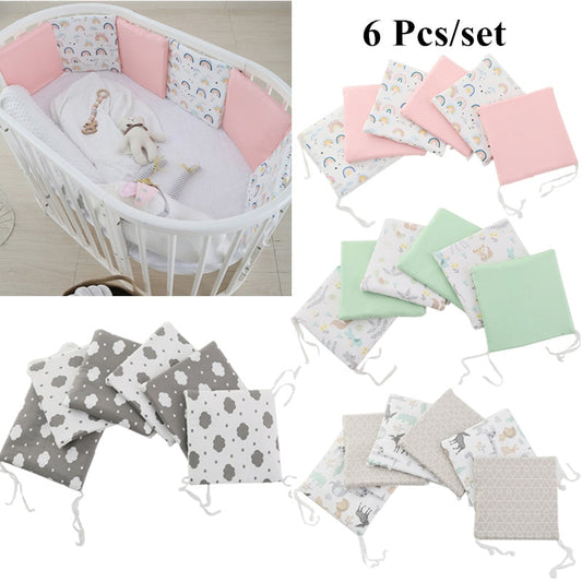 6 Pcs/set Cartoon Baby Crib Bumpers Newborn Bed Bumper Cot Soft Cotton Protector Pillows Infant Cushion Mat for Nursery Bedding - Provence Home Living Store