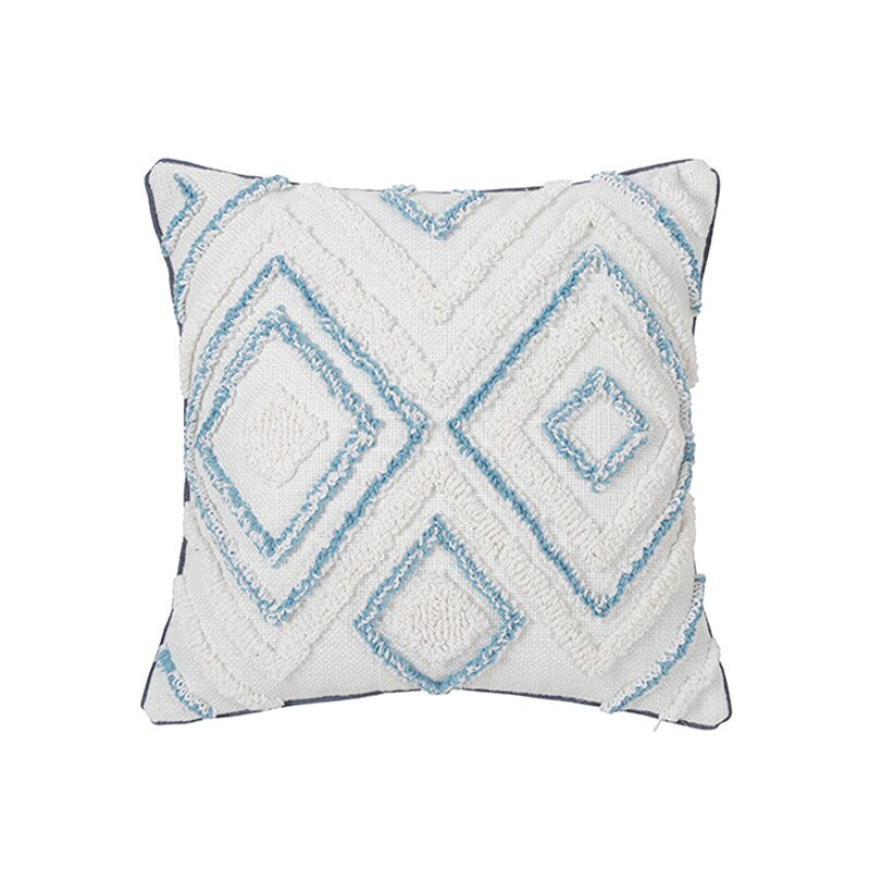 Home deocor cushion cover Light Blue Pillow Cover 45x45cm/30x50cm Tufted Diamond for Living room Bed Room Sofa Bed Chair Couch - Provence Home Living Store