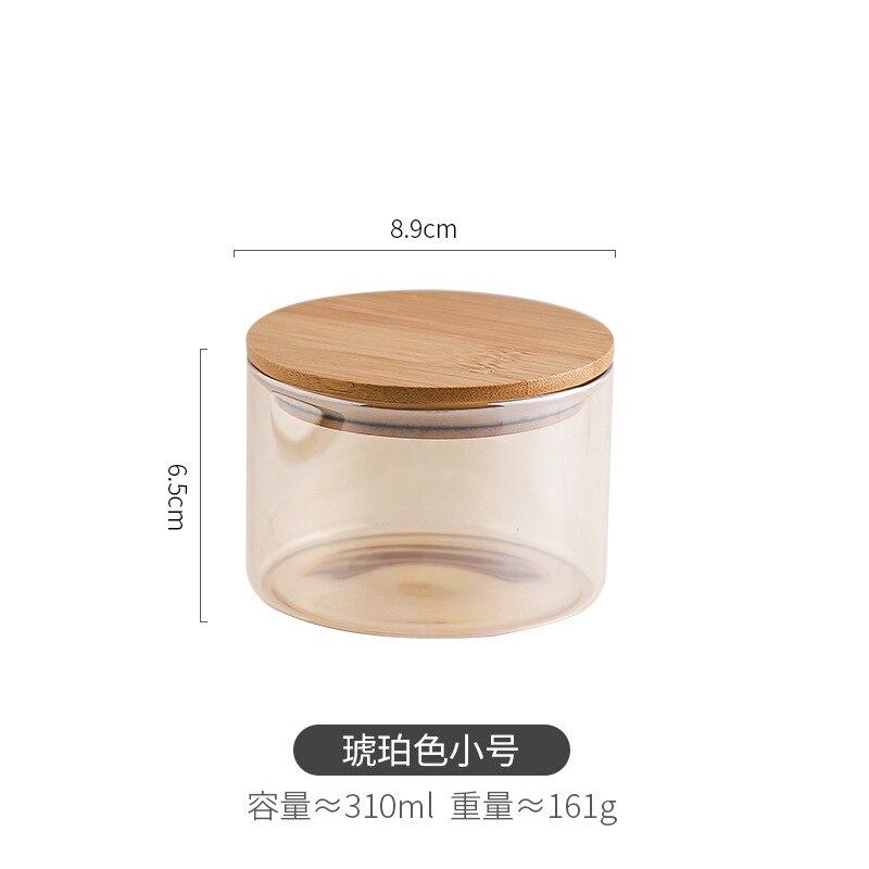 Sealed Glass Jar Set Kitchen Food Storage Container Candy Candies Multigrain Tea Tin with Wooden Lid Storage Box Home Decoration - Provence Home Living Store