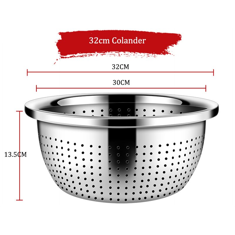 Stainless Steel Kitchen Strainer High Vegetable Fruit Washing Colander Micro Perforated Strainer Strong Base with High Quality - Provence Home Living Store