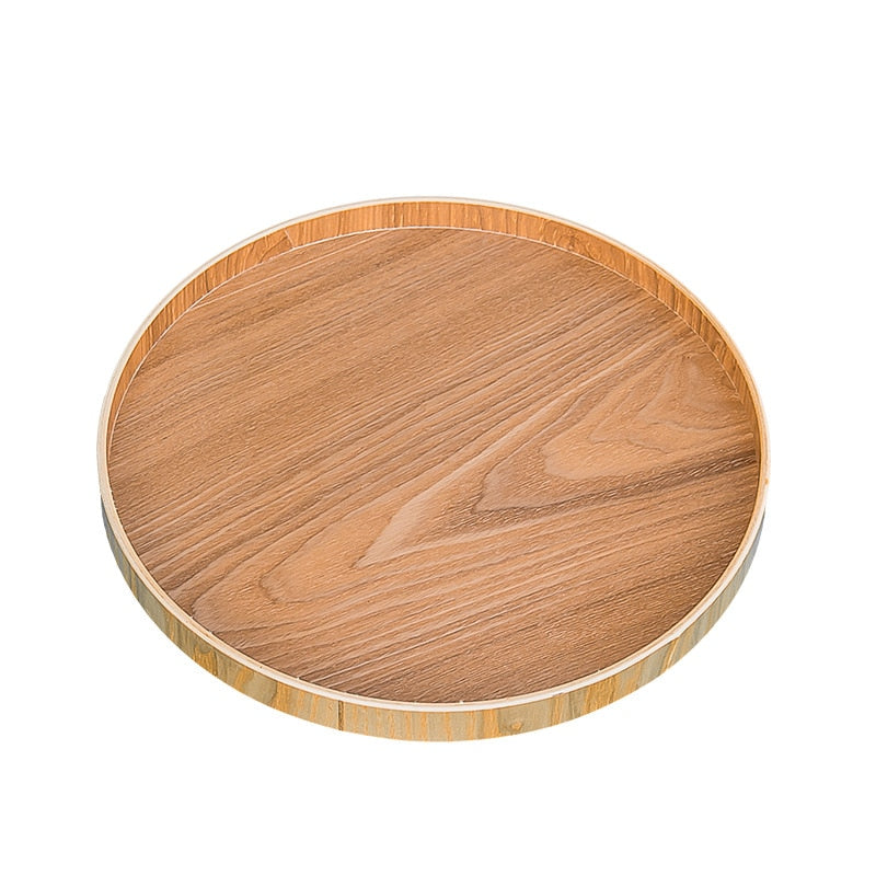 Japanese Style Round Tray Food Serving Plate Wood Snack Deseert Plate Teaboard Natural Tea Food Server Dishes Drink Platter WF - Provence Home Living Store