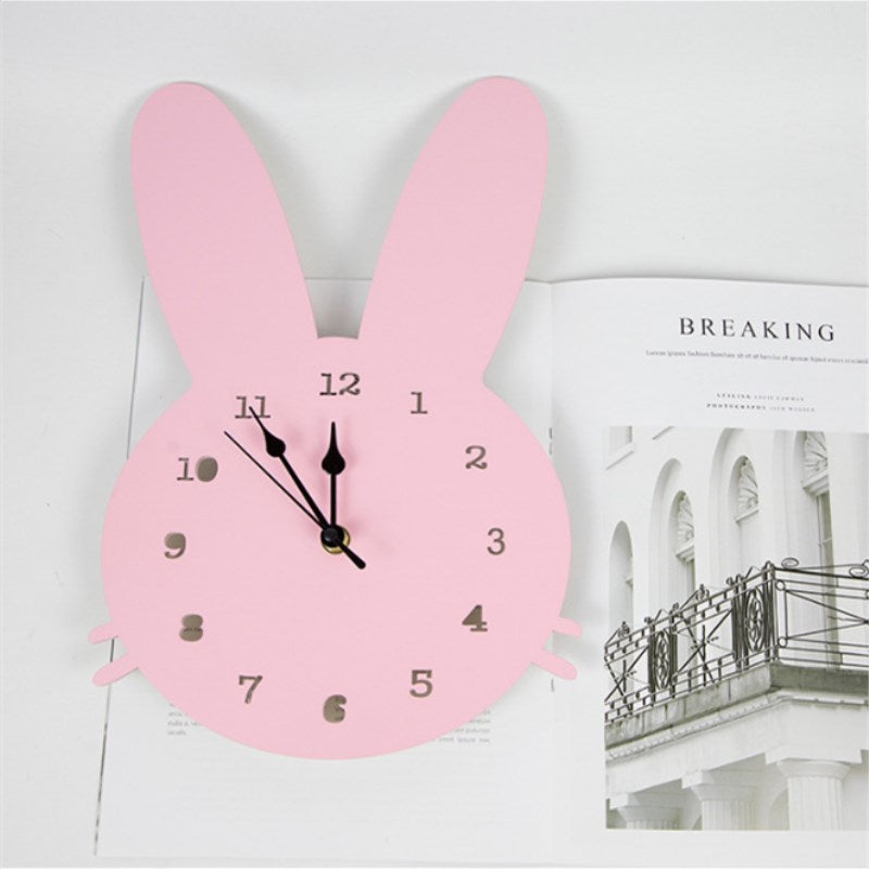 INS Nordic Wooden Rabbit Swan Crown Cloud Wall Clock Kids Room Decorations Wood Mute Clocks Furnitures Photo Props Nursery Decor - Provence Home Living Store