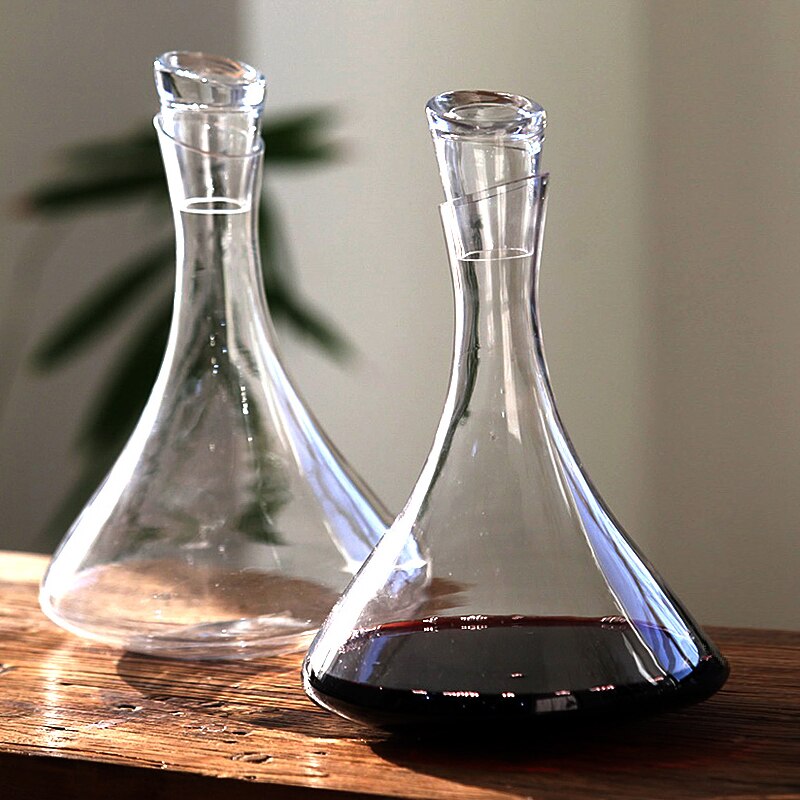 Home Wine Decanter Crystal Glass Wine Breather Carafe 100% Hand Blown Winebreather Carafe Wine Aerator Accessory with Wide Base - Provence Home Living Store