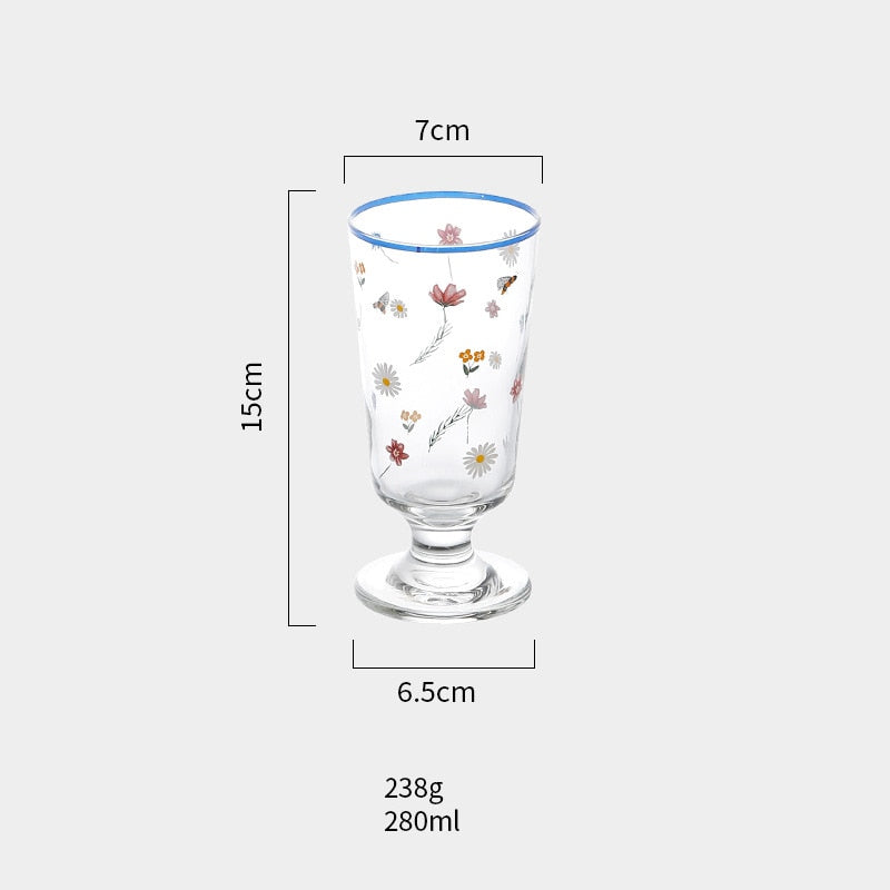 Clear Bar Drinking Goblet Korean Phnom Penh Cute Printed Glass Cup French Romantic Shorty Ice Cream Cup Dessert Mojito Wine Cup - Provence Home Living Store