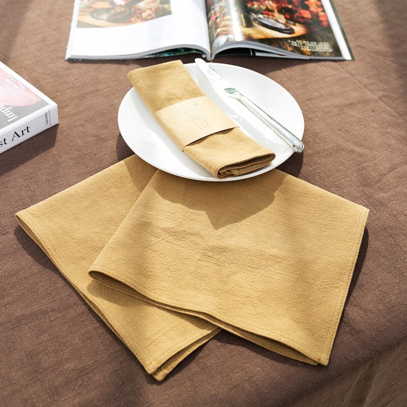 50x50cm Reusable Ramie Cotton Napkin,Kitchen Tableware Durable Flax Dinner Mat,Wedding Dining Table Decor,Cloth Placemats - Provence Home Living Store