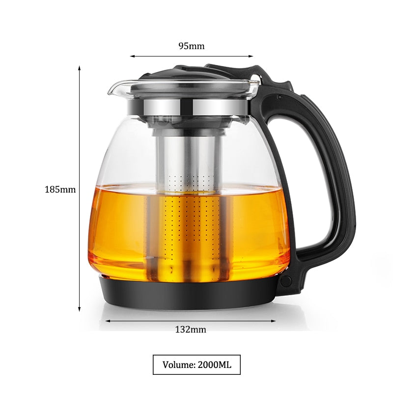 Premium Teapot with Infuser Fashion Tea Kettle  Loose Leaf Tea Maker 1.35L &amp; 2.0L Glass Leaf Tea Kettle NOT Stovetop Safe - Provence Home Living Store