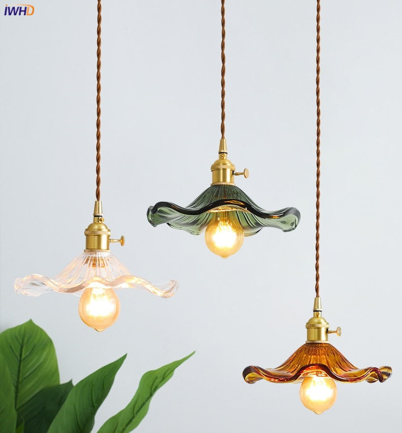 IWHD Nordic Style Simple LED Pendant Light Fixtures Bedroom Living Room Bar Colorful Glass Copper Hanging Lamp Lights Edison - Provence Home Living Store