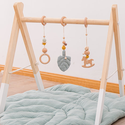 Baby Teether Wooden Gym Play Montessori Wooden Animal Rodent Ring Bead For Kid Teeth Pendant Mobile Bed Holder Baby Products Toy - Provence Home Living Store