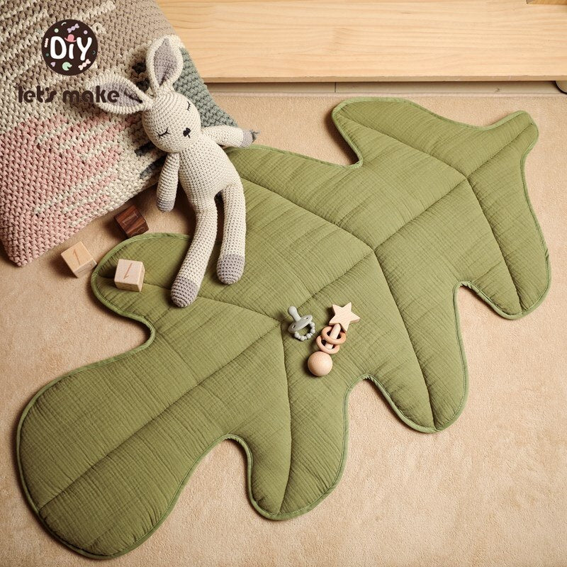 106*60CM Baby Crawling Mat 100% Cotton Long Leaves Floor Mat Newborn Play Mat Room Decoration Baby Activity Supplies - Provence Home Living Store