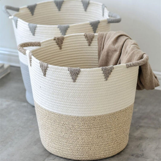 INS Nordic Cotton Rope Storage Baskets Baby Kids Toys Organizer Dirty Clothes Laundry Basket With Handle Sundries Storage Barrel - Provence Home Living Store