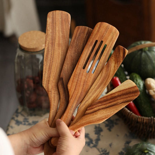 Wooden Spatula Kitchen Tableware Rice Spoon Salad Spatula Baking Scraper Cooking Mixing Rice Shovel Non-Stick Kitchen Tools - Provence Home Living Store