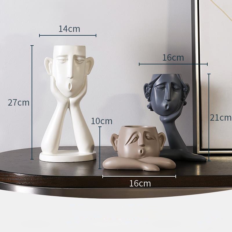 Abstract figure Set 3pc living room Sculpture Office Bookshelf Home Decor modern Vase Home Ornaments TV Desk Figurine Resin - Provence Home Living Store