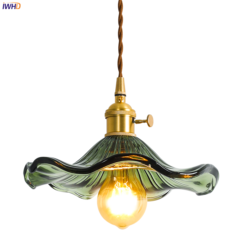 IWHD Nordic Style Simple LED Pendant Light Fixtures Bedroom Living Room Bar Colorful Glass Copper Hanging Lamp Lights Edison - Provence Home Living Store