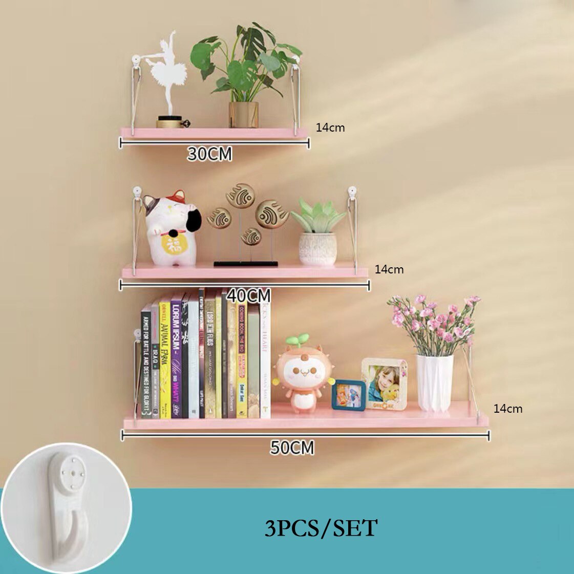 3PCS Wooden Wall Hanging Shelves Living Room Decor Display Stand Flower Pot Bookcase Holder Rack Bathroom Kitchen Storage Shelf - Provence Home Living Store