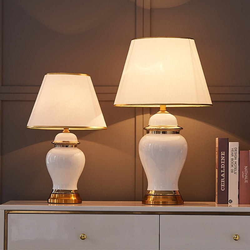 American Style Luxury Modern White Ceramic Table Lamps for Bedroom Bedside Lamp Northern European Style Living Room Table Lamp - Provence Home Living Store