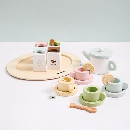 Wooden Montessori Baby Macarons Color Play House Toys Motor Skills Learning Waldorf Educational Toys Wooden Tea Set - Provence Home Living Store