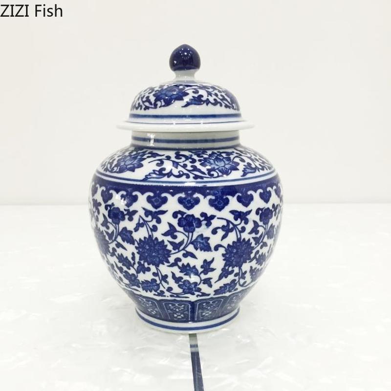 New Ceramic Tea Pot Blue and White Porcelain Decoration of Tea Coffee Beans Sealed Storage Tank Classical Household Storage Tank - Provence Home Living Store