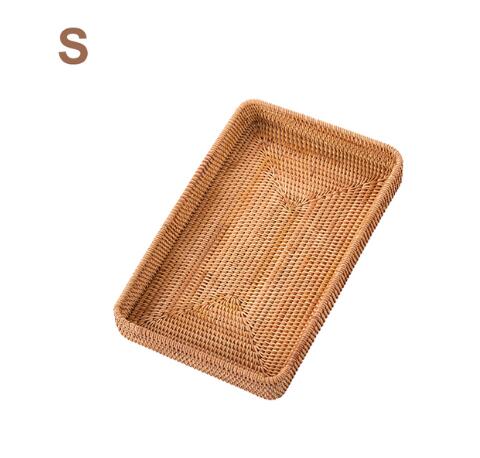 Rattan household desktop tea tray fruit bread basket portable fruit bowl hotel tray towel basket storage special  WF - Provence Home Living Store