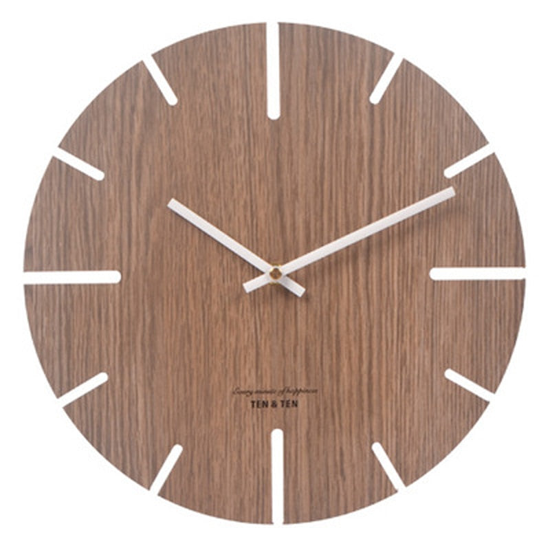 Wooden 3D Wall Clock Modern Design Nordic Brief Living Room Decoration Kitchen Clock Art Hollow Wall Watch Home Decor 12 inch - Provence Home Living Store