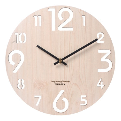 Wooden 3D Wall Clock Modern Design Nordic Brief Living Room Decoration Kitchen Clock Art Hollow Wall Watch Home Decor 12 inch - Provence Home Living Store