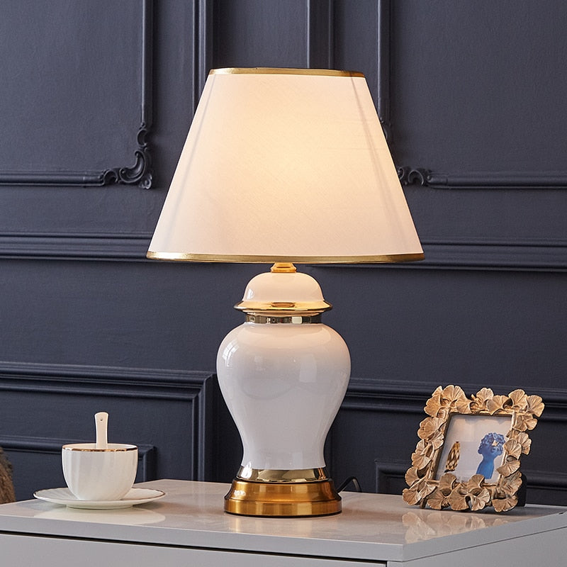 American Style Luxury Modern White Ceramic Table Lamps for Bedroom Bedside Lamp Northern European Style Living Room Table Lamp - Provence Home Living Store