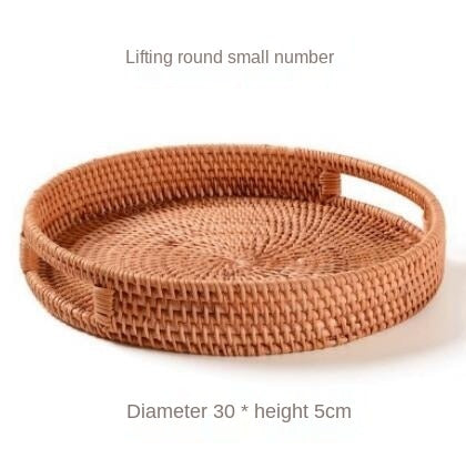 Rattan household desktop tea tray fruit bread basket portable fruit bowl hotel tray towel basket storage special  WF - Provence Home Living Store