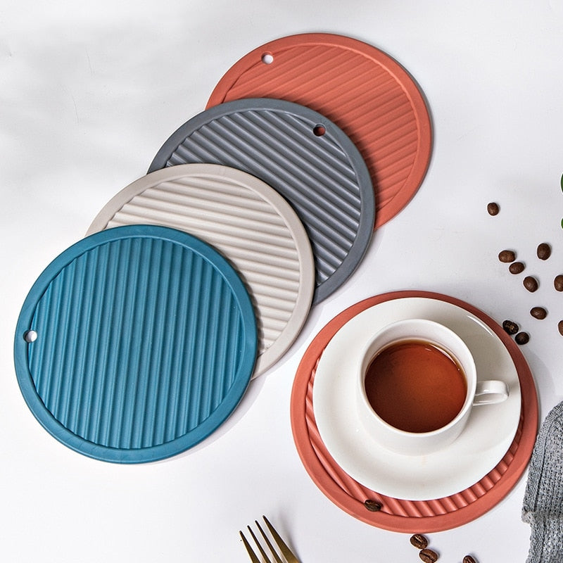 Round Silicone Placemat Heat Resistant Drink Cup Coasters Insulation Non-slip Pot Holder Thicken Table Mat Kitchen Accessories - Provence Home Living Store