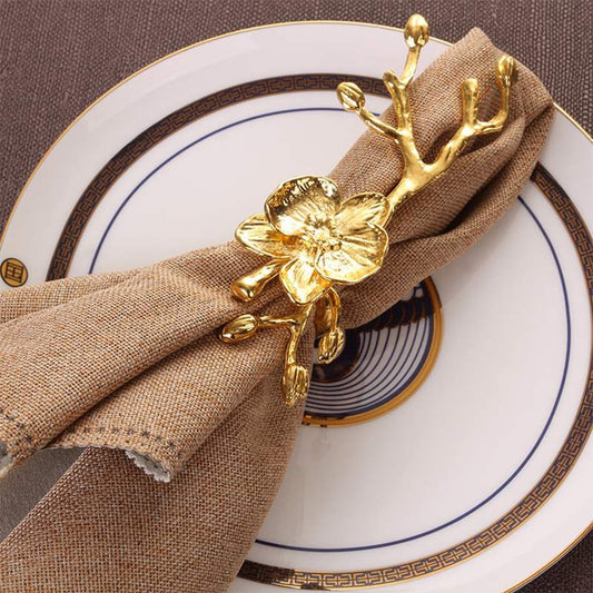 4PCS Christmas Wedding Easter Napkin Rings,Plum Blossom Napkin Buckles,for Dinner Parties Dining Table Decoration - Provence Home Living Store